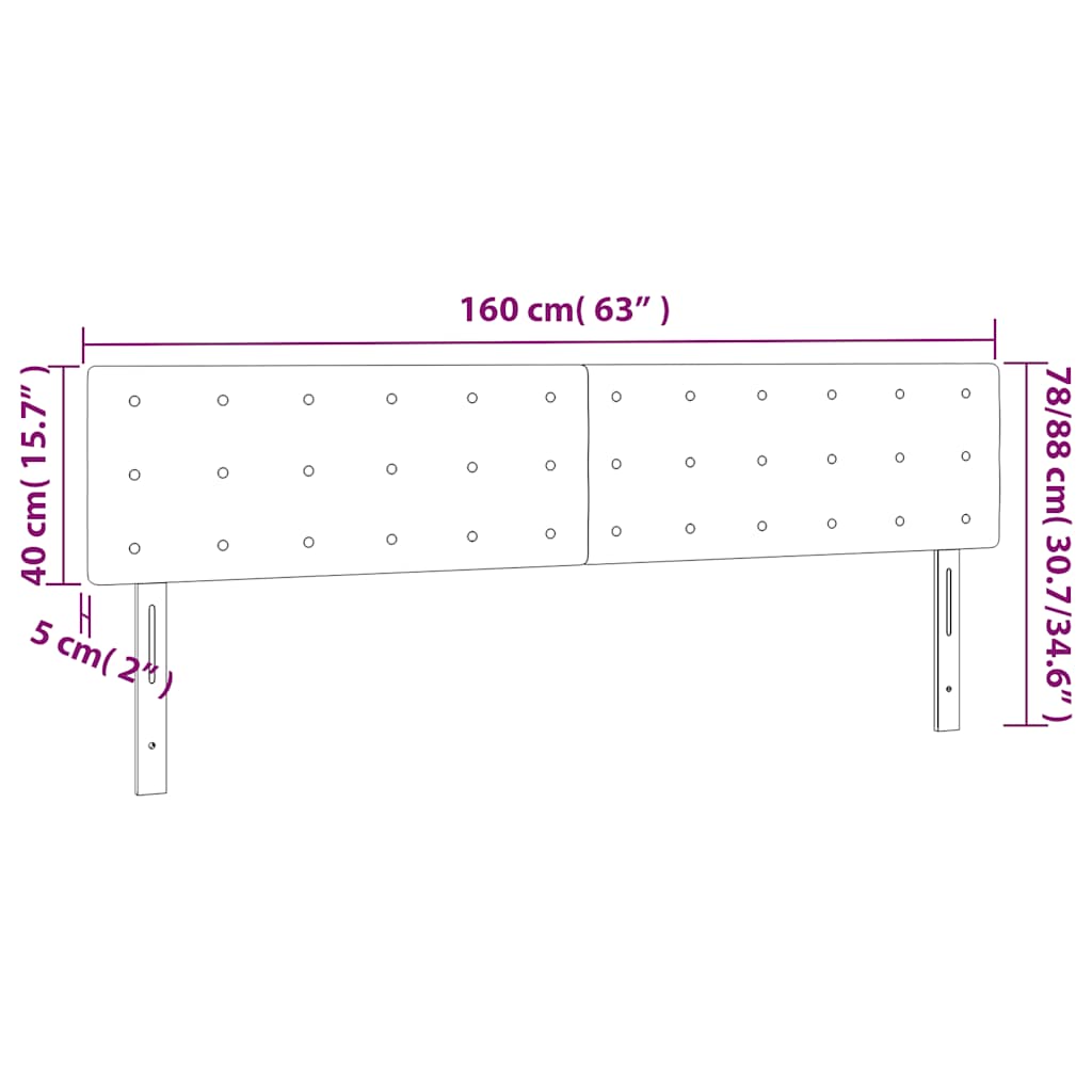 sengegavl med LED-lys 160x5x78/88 cm fløjl mørkeblå