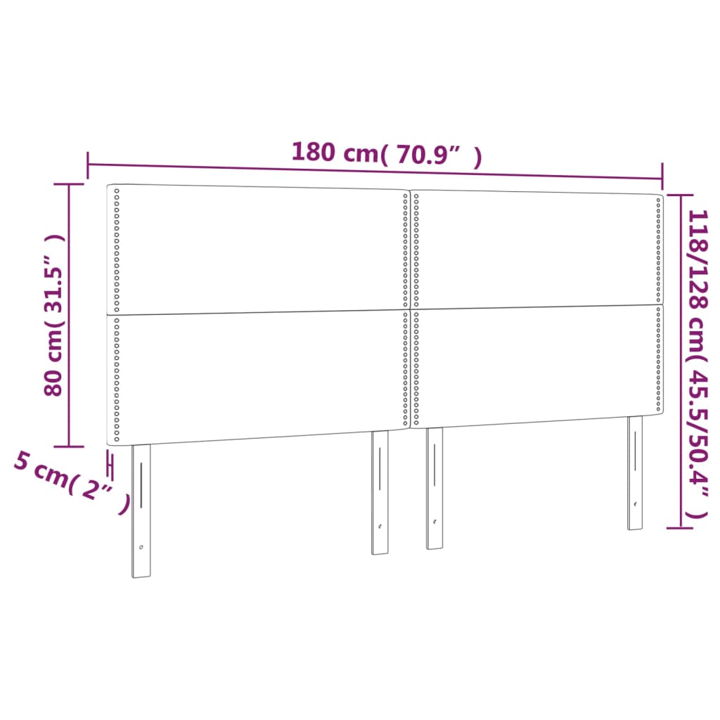 sengegavl med LED-lys 180x5x118/128 cm kunstlæder sort