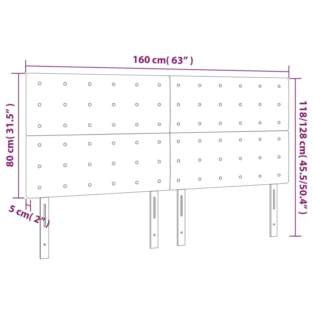sengegavl med LED-lys 160x5x118/128 cm kunstlæder hvid