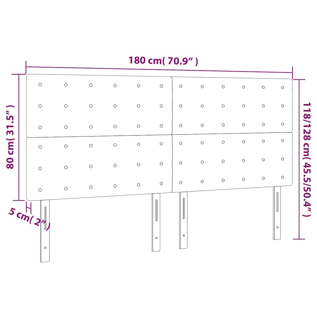 sengegavl med LED-lys 180x5x118/128 cm kunstlæder cremefarvet
