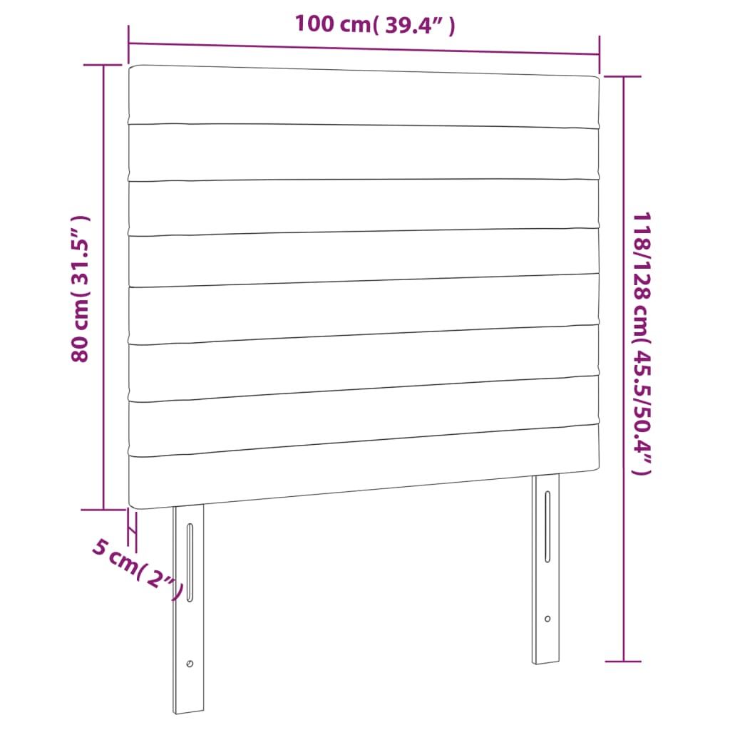 sengegavl med LED-lys 100x5x118/128 cm stof sort