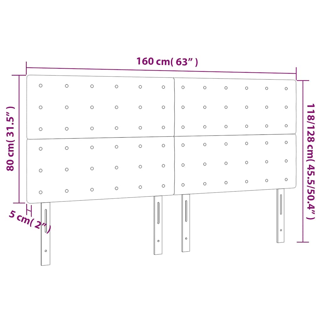 sengegavl med LED-lys 160x5x118/128 cm fløjl mørkeblå