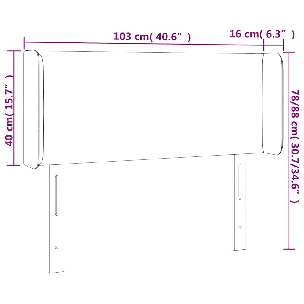 sengegavl med LED-lys 103x16x78/88 cm fløjl mørkegrøn