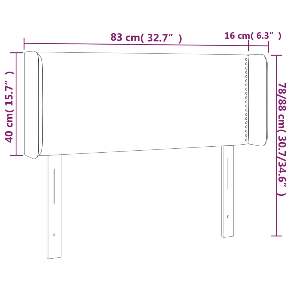 sengegavl med LED-lys 83x16x78/88 cm kunstlæder sort