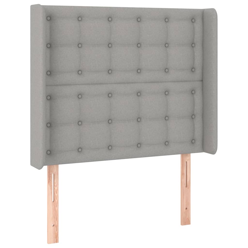 kontinentalseng med LED-lys 100x200 cm stof lysegrå