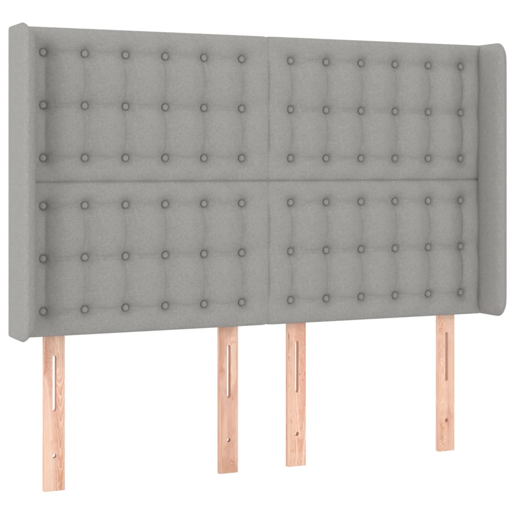 kontinentalseng med LED-lys 140x190 cm stof lysegrå