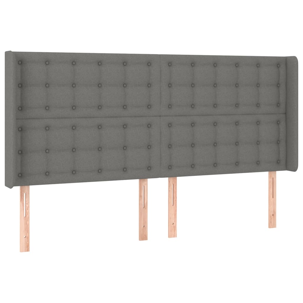 kontinentalseng med LED-lys 160x200 cm stof mørkegrå