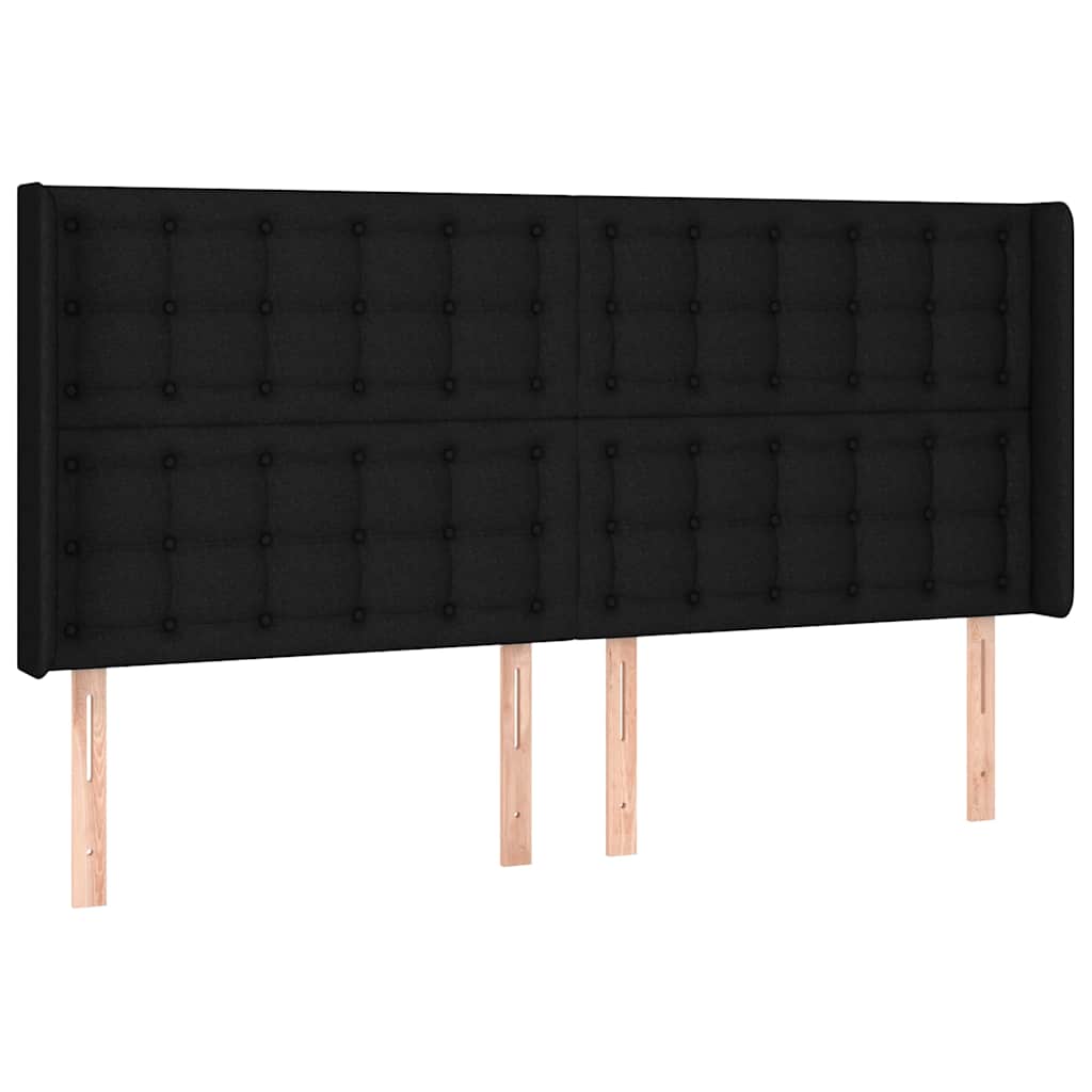 kontinentalseng med LED-lys 160x200 cm stof sort