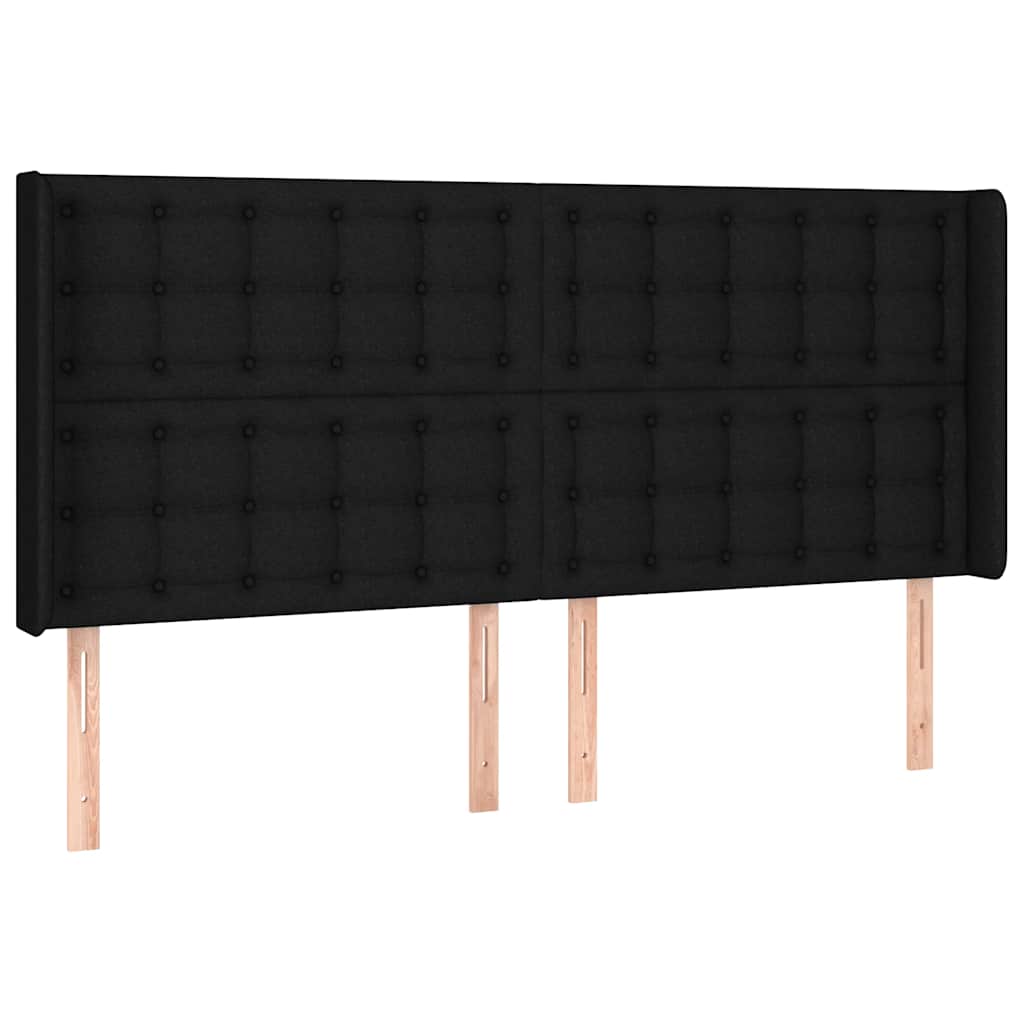 kontinentalseng med LED-lys 200x200 cm stof sort