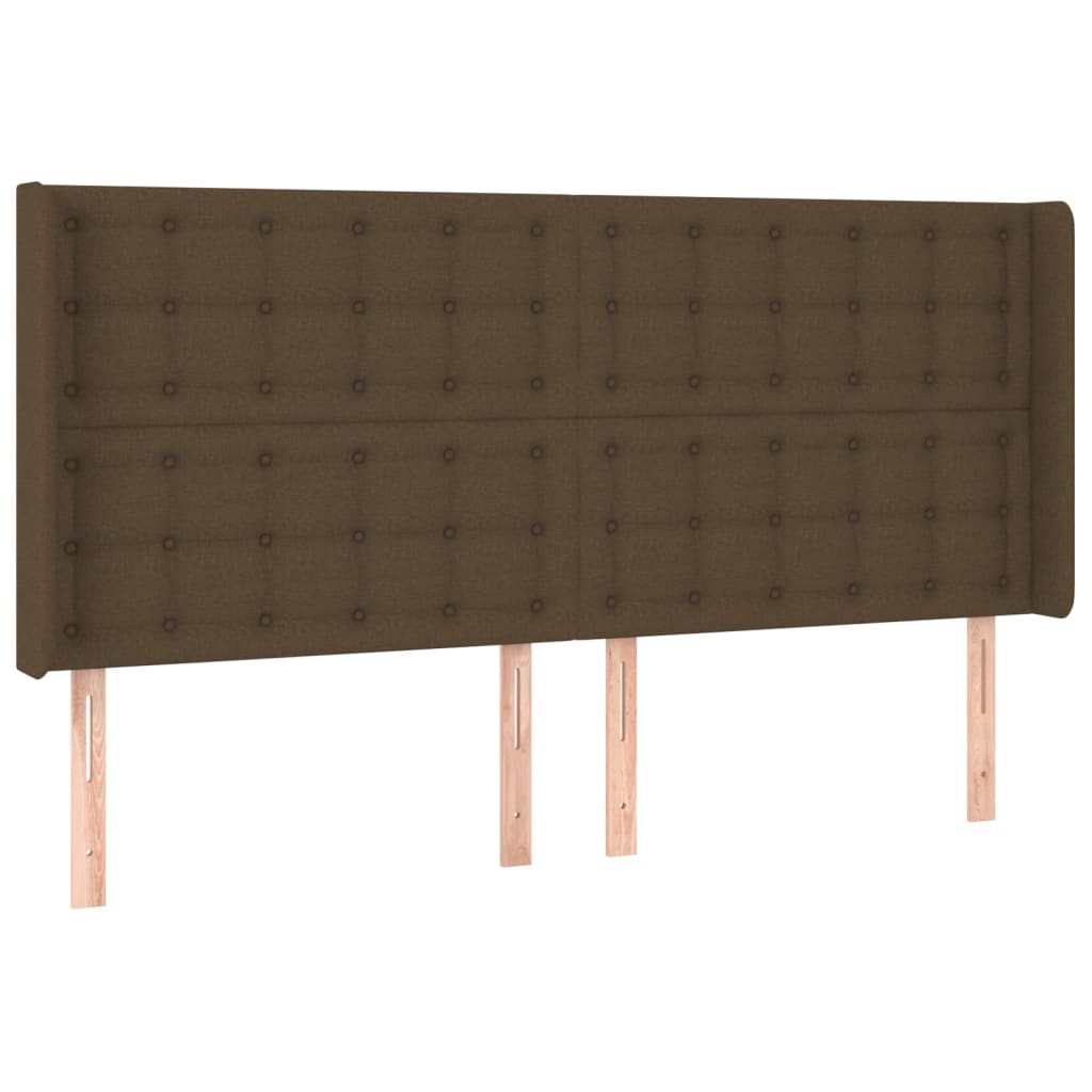 kontinentalseng med LED-lys 200x200 cm stof mørkebrun