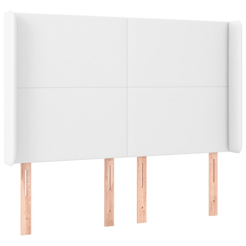 kontinentalseng med LED-lys 140x200 cm kunstlæder hvid