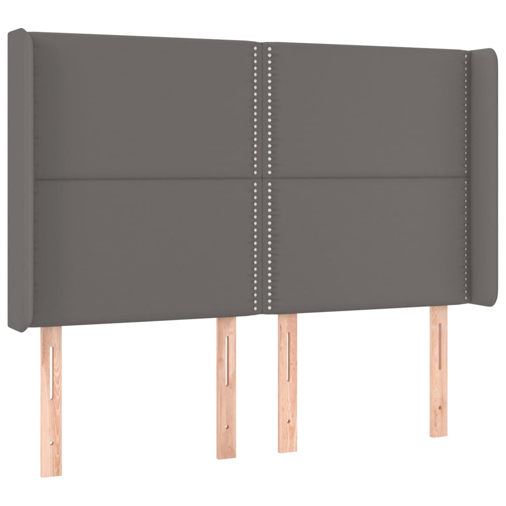 kontinentalseng med LED-lys 140x190 cm kunstlæder grå