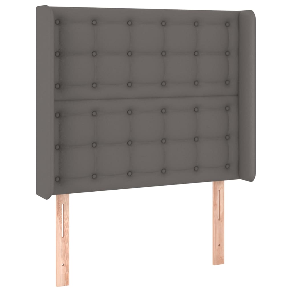 kontinentalseng med LED-lys 90x200 cm kunstlæder grå