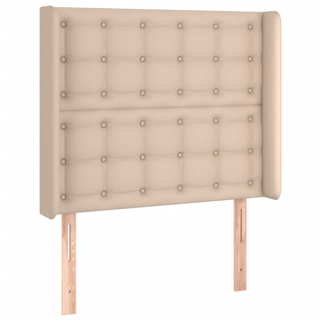 kontinentalseng LED-lys 100x200 cm kunstlæder cappuccinofarvet
