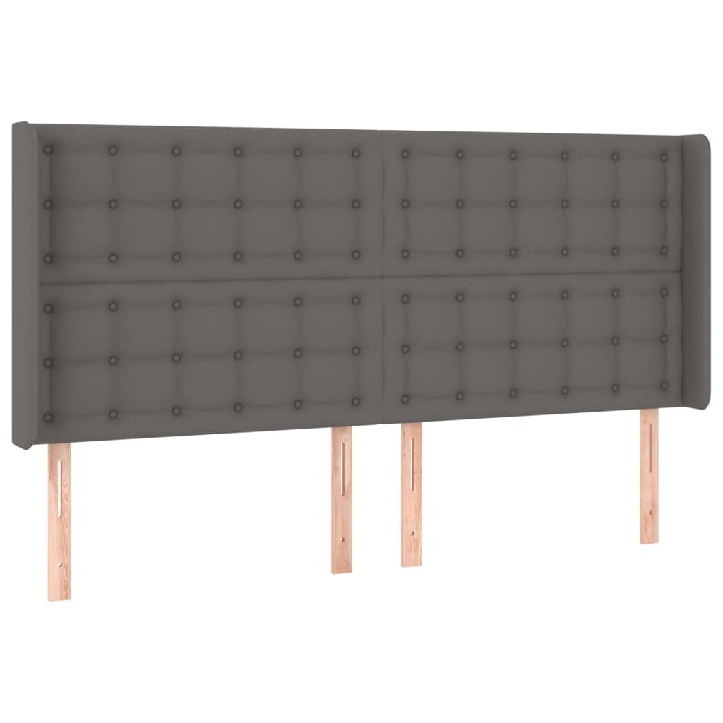 kontinentalseng med LED-lys 200x200 cm kunstlæder grå