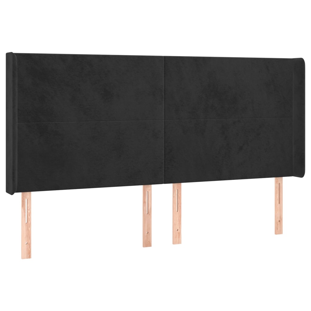kontinentalseng med LED-lys 180x200 cm fløjl sort