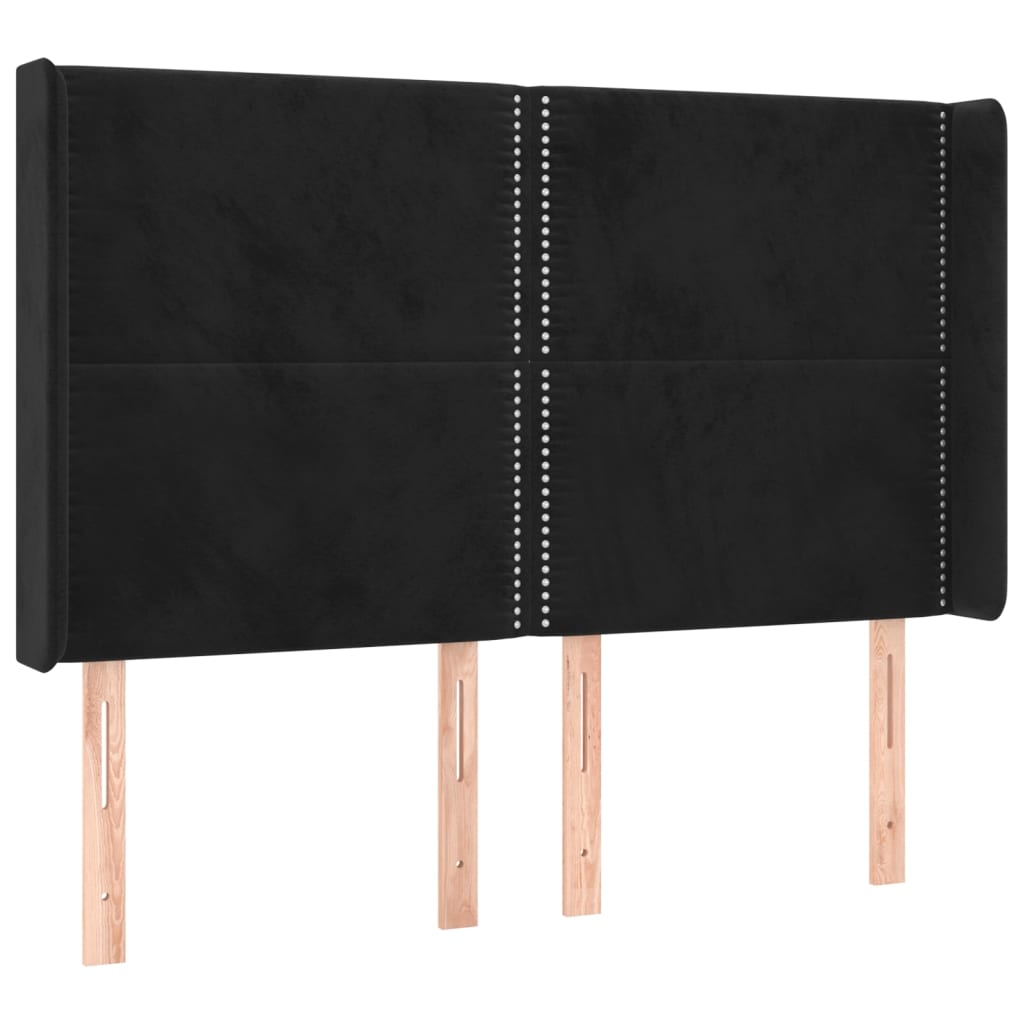 kontinentalseng med LED-lys 140x190 cm fløjl sort