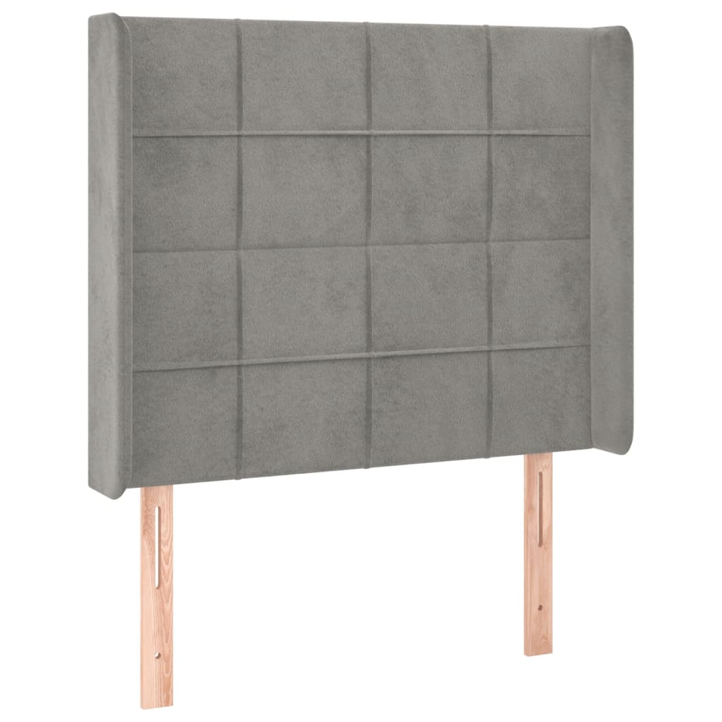 kontinentalseng med LED-lys 80x200 cm velour lysegrå