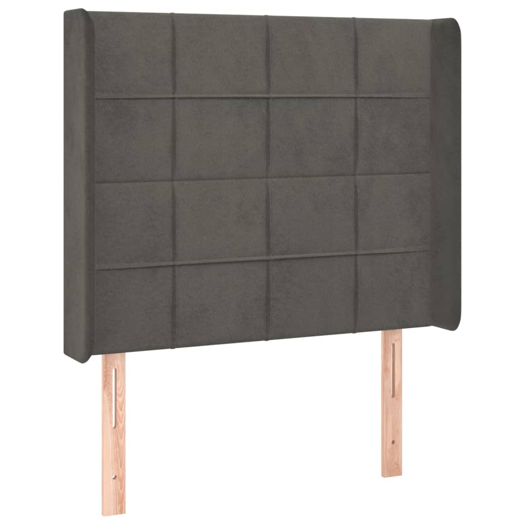 kontinentalseng med LED-lys 80x200 cm velour mørkegrå