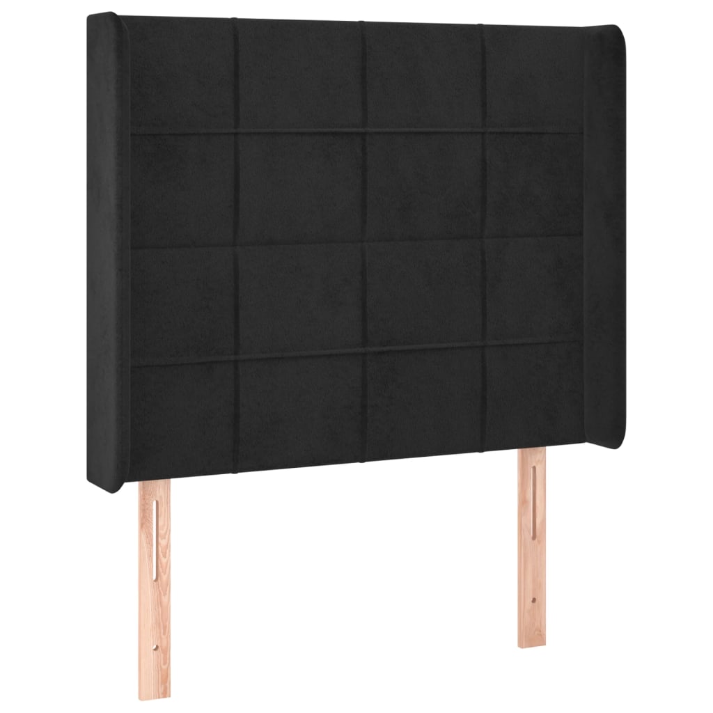 kontinentalseng med LED-lys 90x200 cm fløjl sort