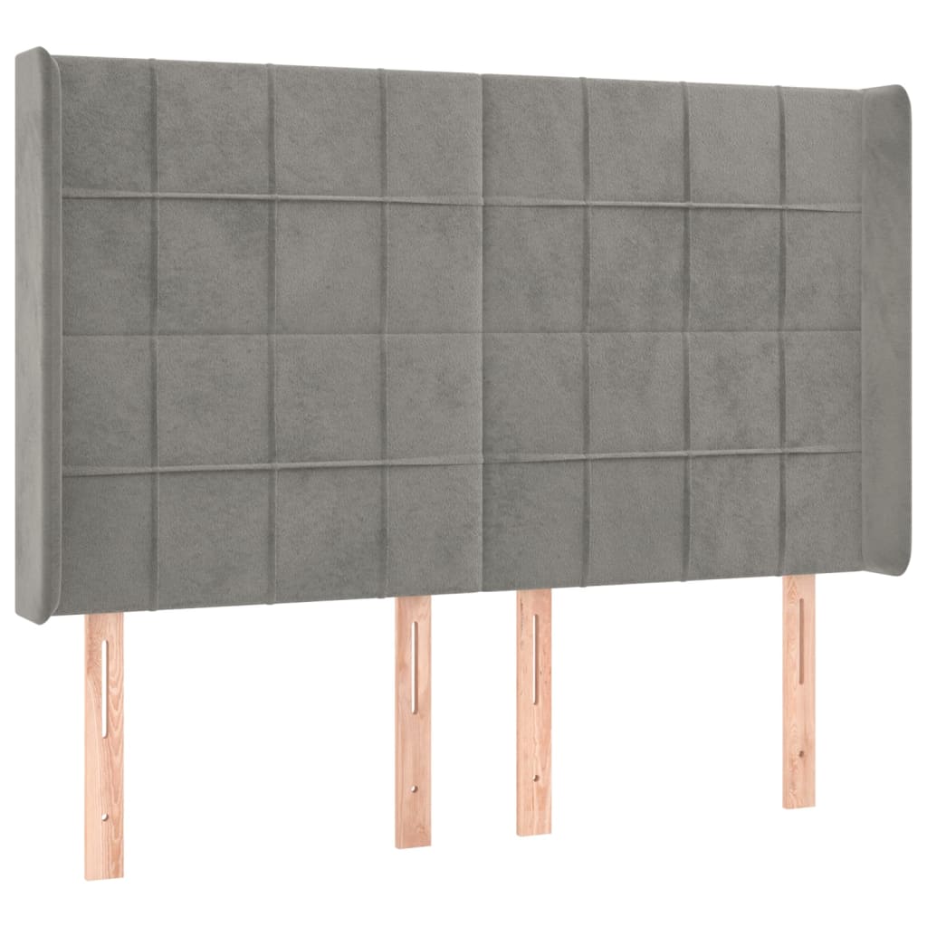 kontinentalseng med LED-lys 140x190 cm velour lysegrå