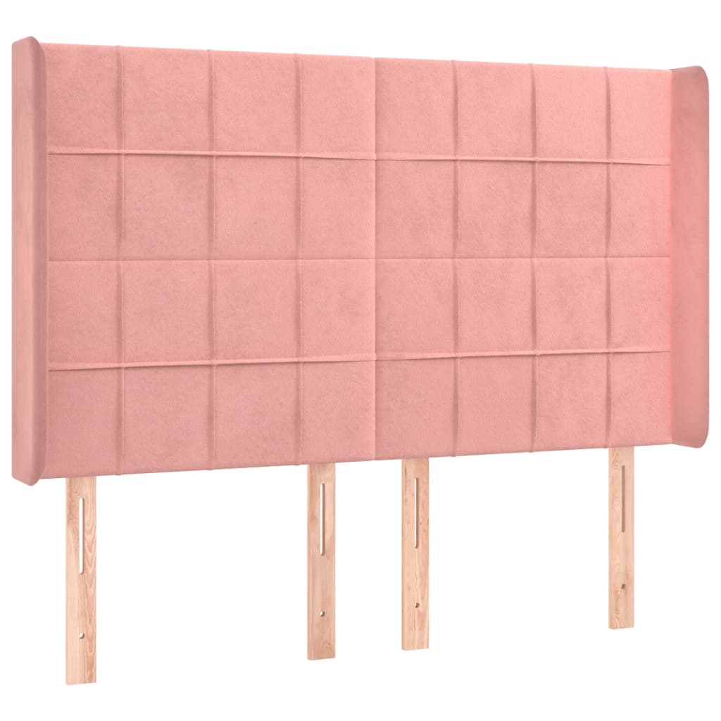kontinentalseng med LED-lys 140x190 cm fløjl lyserød