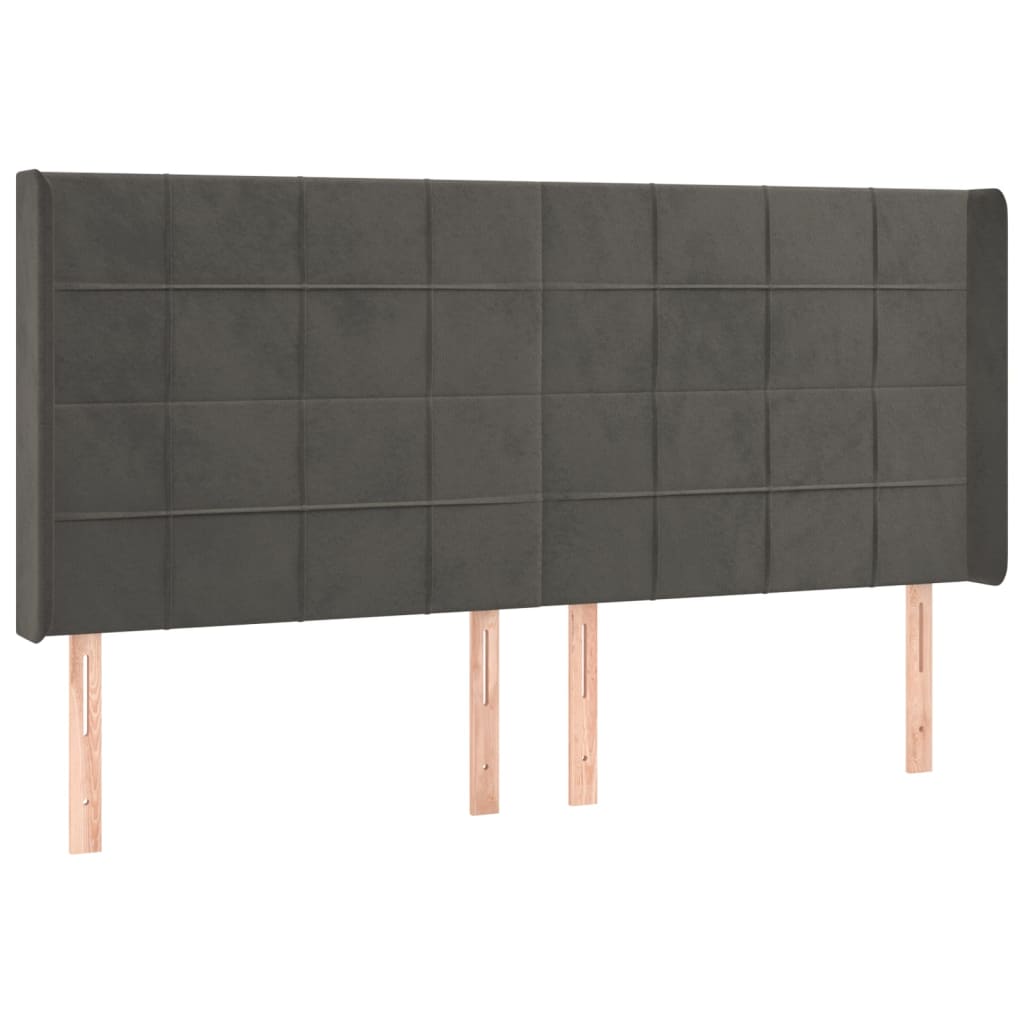 kontinentalseng med LED-lys 200x200 cm fløjl mørkegrå