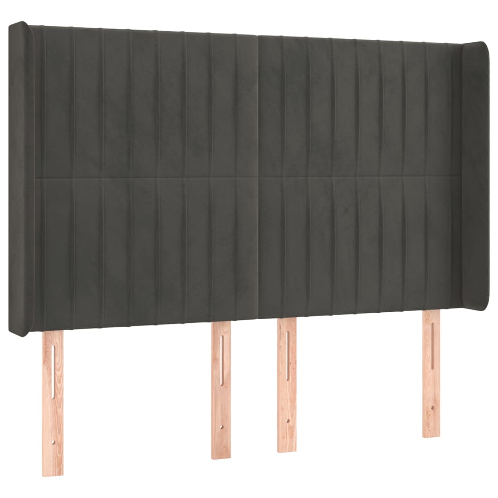 kontinentalseng med LED-lys 140x200 cm fløjl mørkegrå