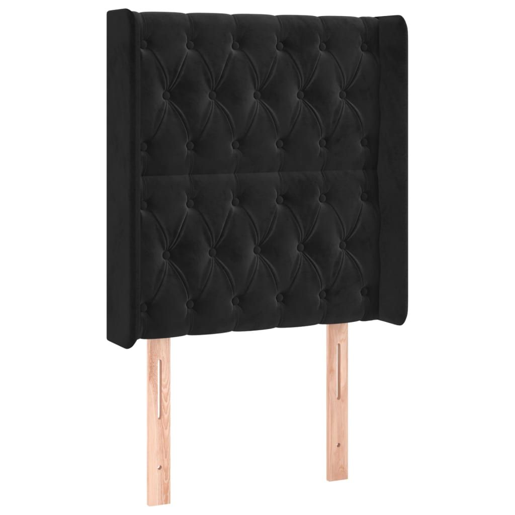 kontinentalseng med LED-lys 80x200 cm velour sort