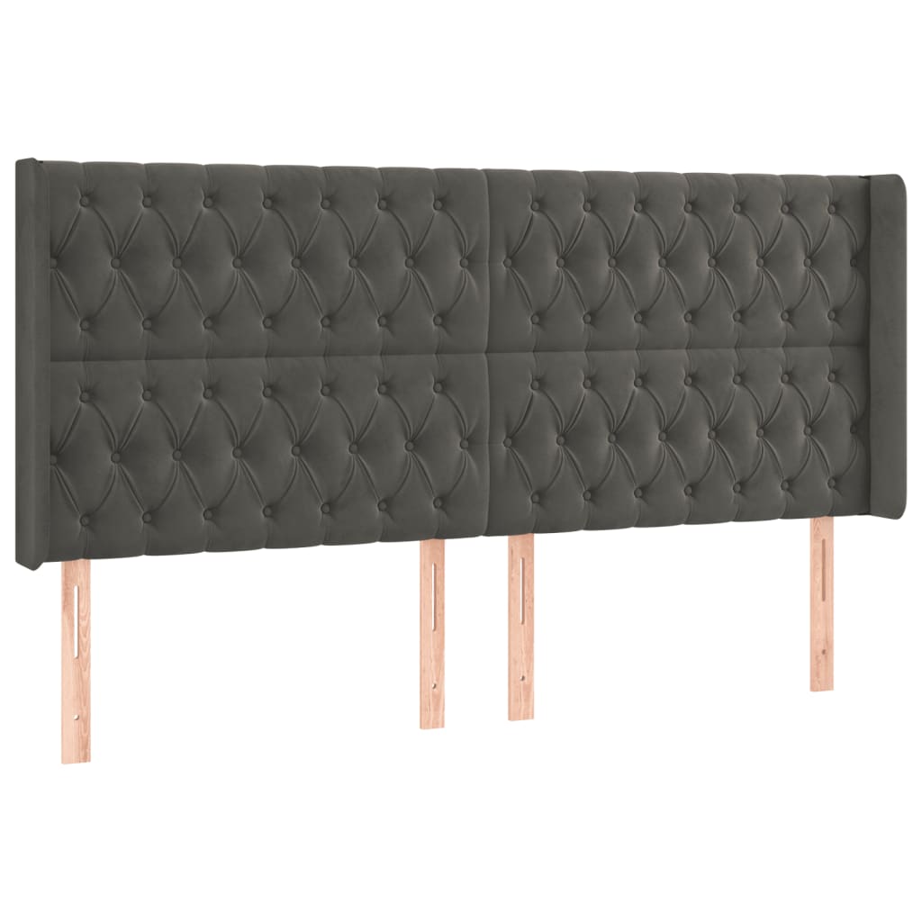 kontinentalseng med LED-lys 200x200 cm fløjl mørkegrå