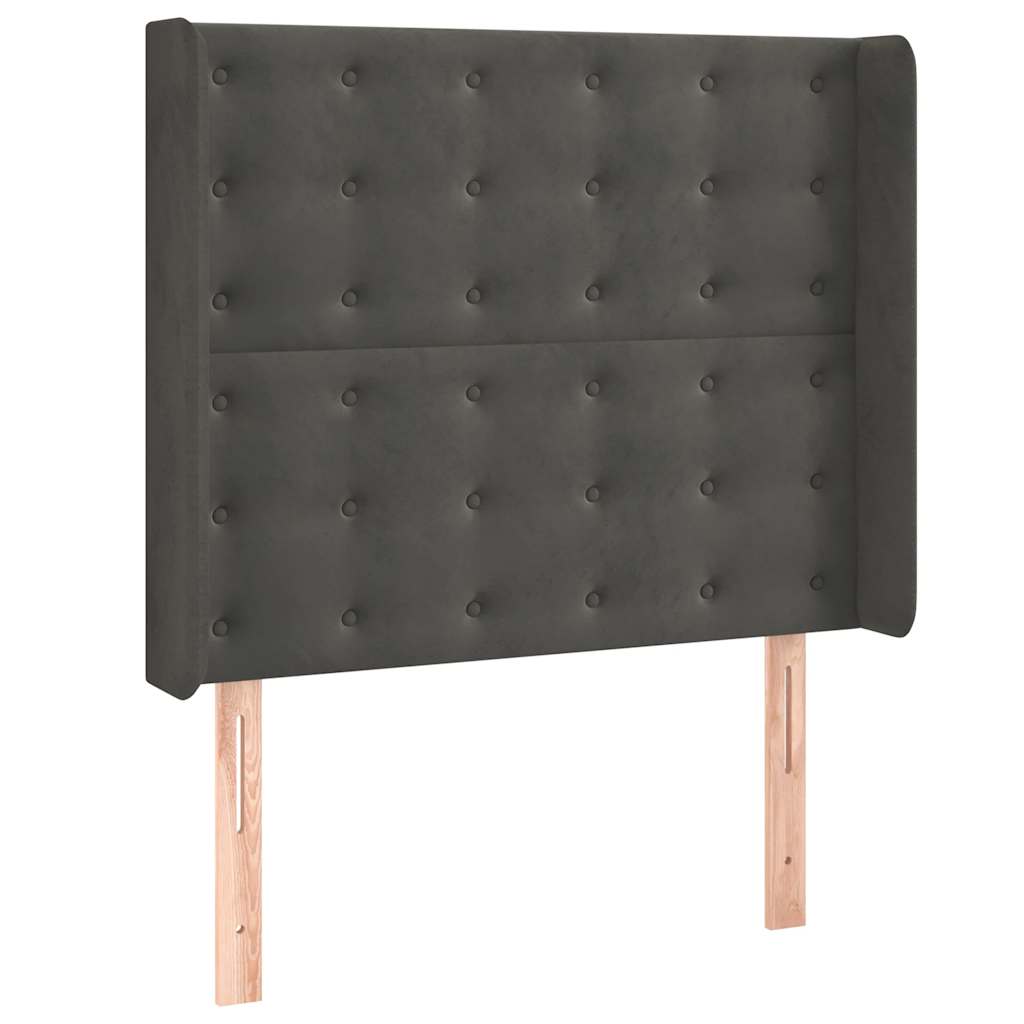 kontinentalseng med LED-lys 80x200 cm velour mørkegrå