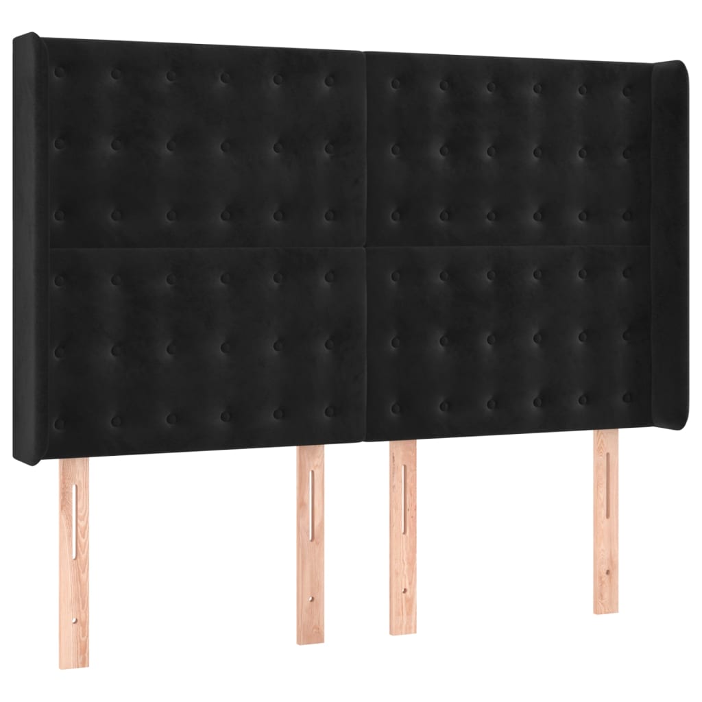 kontinentalseng med LED-lys 140x200 cm fløjl sort