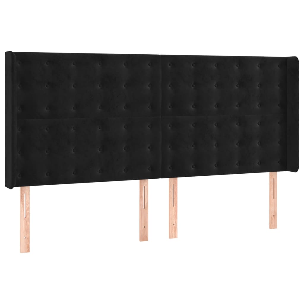 kontinentalseng med LED-lys 160x200 cm fløjl sort