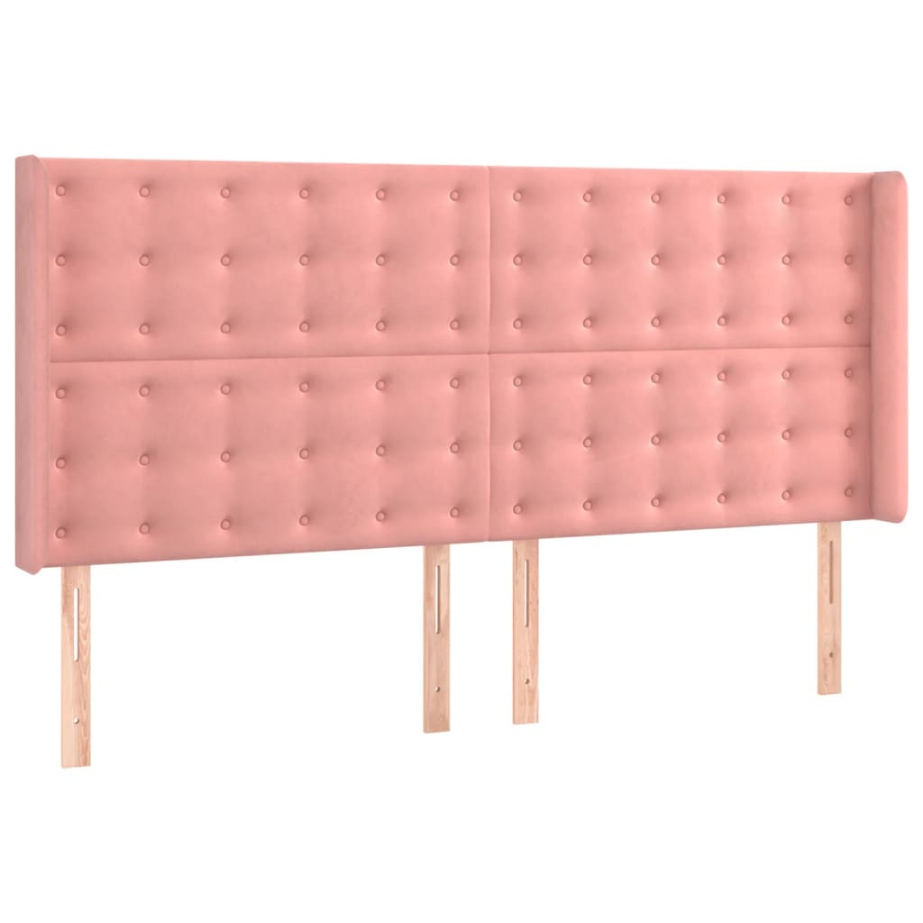 kontinentalseng med LED-lys 180x200 cm fløjl lyserød