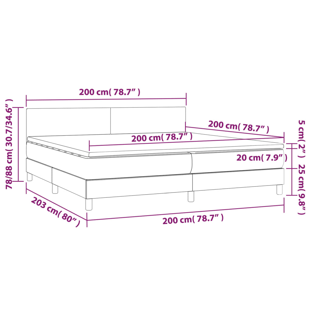 kontinentalseng med madras 200x200 cm stof cremefarvet
