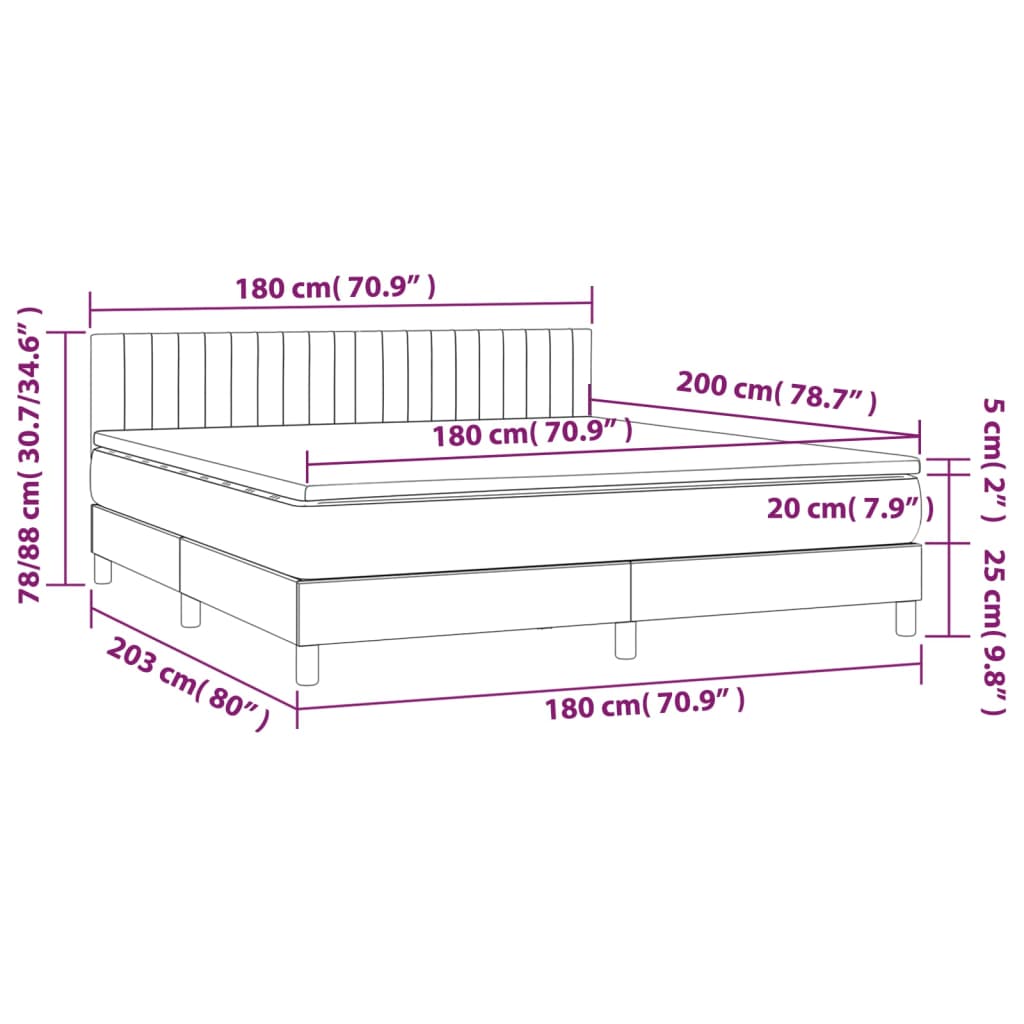 kontinentalseng med madras 180x200 cm stof sort