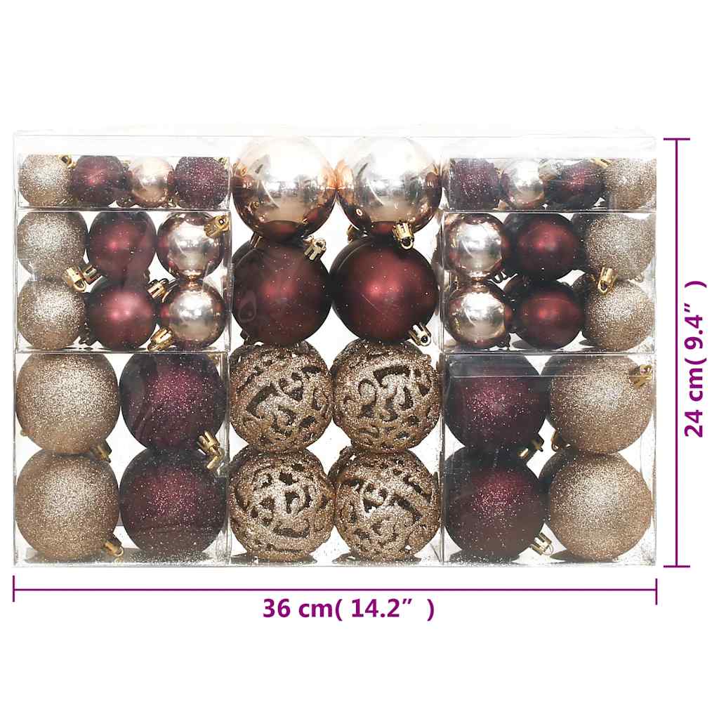 julekugler 100 stk. 3 / 4 / 6 cm champagnefarvet og brun