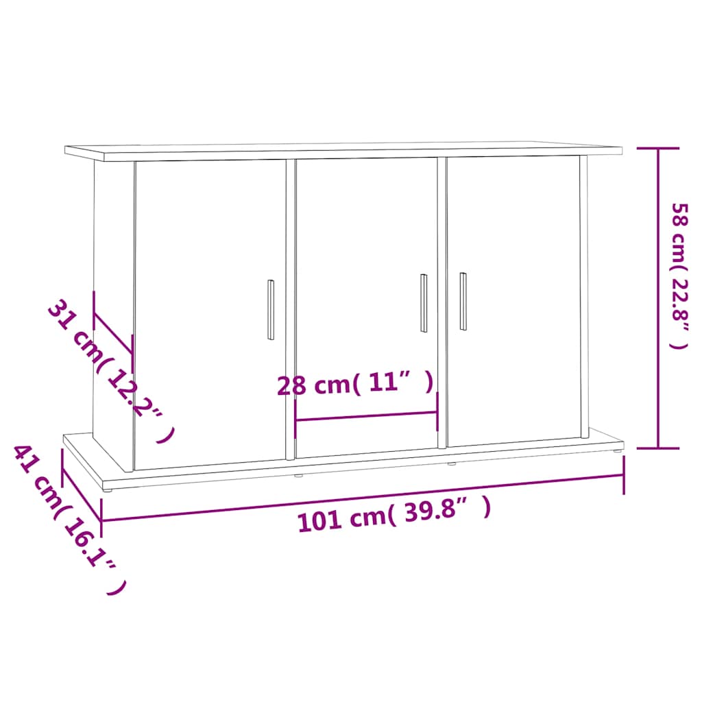 akvariestativ betongrå 101x41x58 cm konstrueret træ