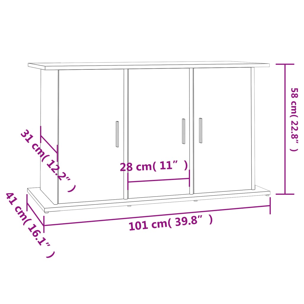 akvariebord 101x41x58 cm konstrueret træ røget egetræsfarve