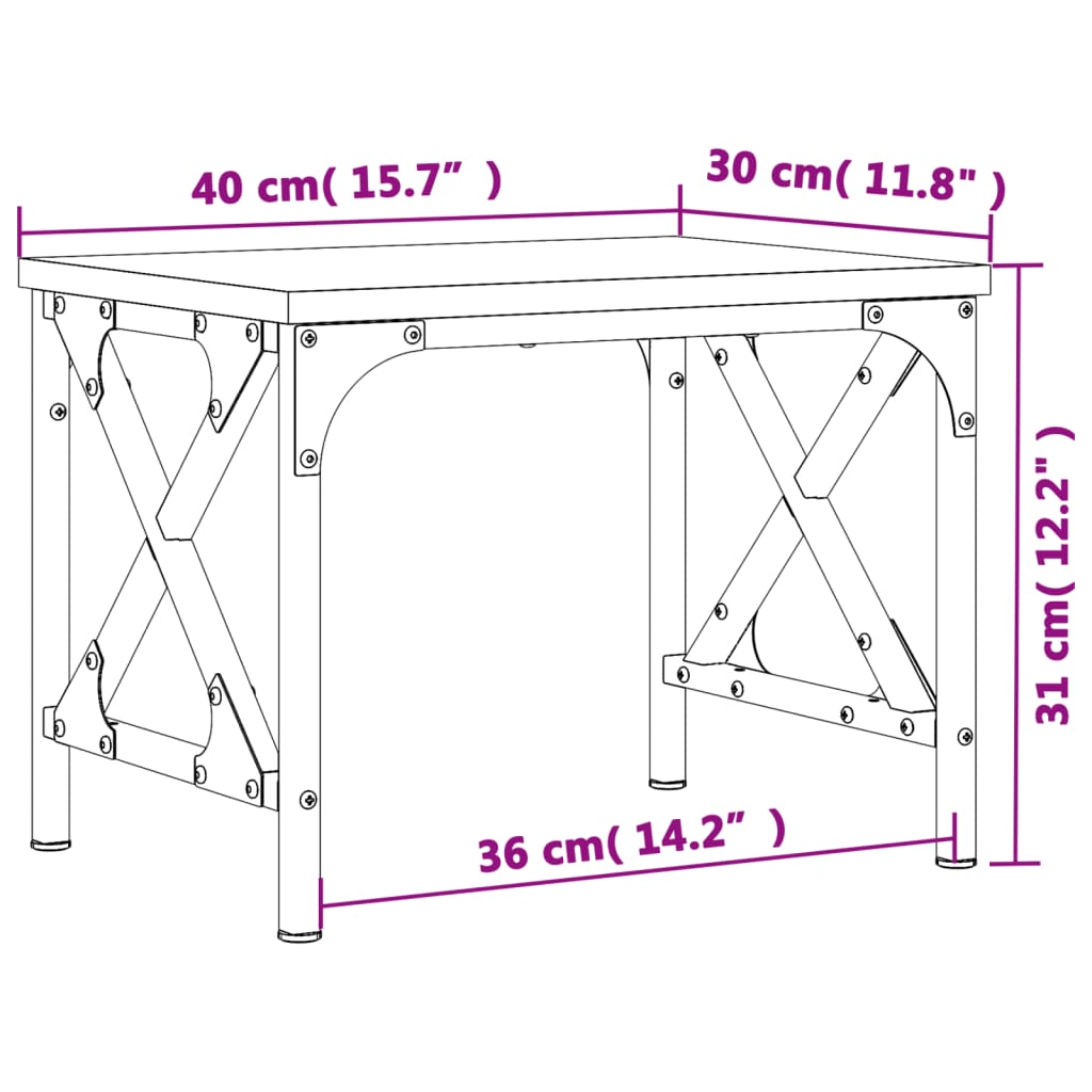 printerstativ 40x30x31 cm konstrueret træ røget egetræ