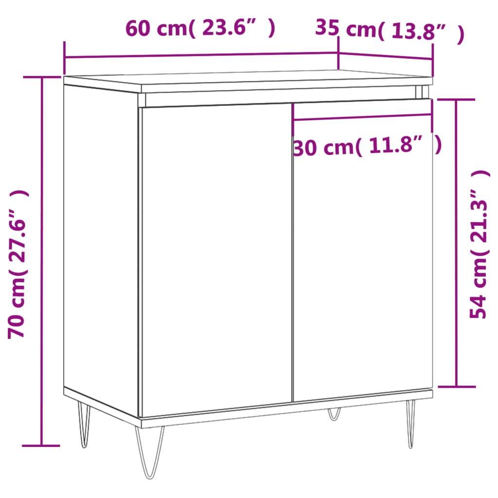 skænk 60x35x70 cm konstrueret træ betongrå