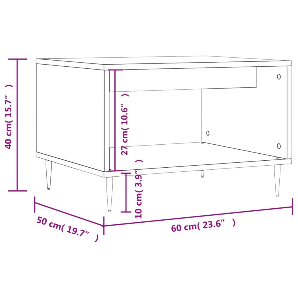 sofabord 60x50x40 cm konstrueret træ sonoma-eg