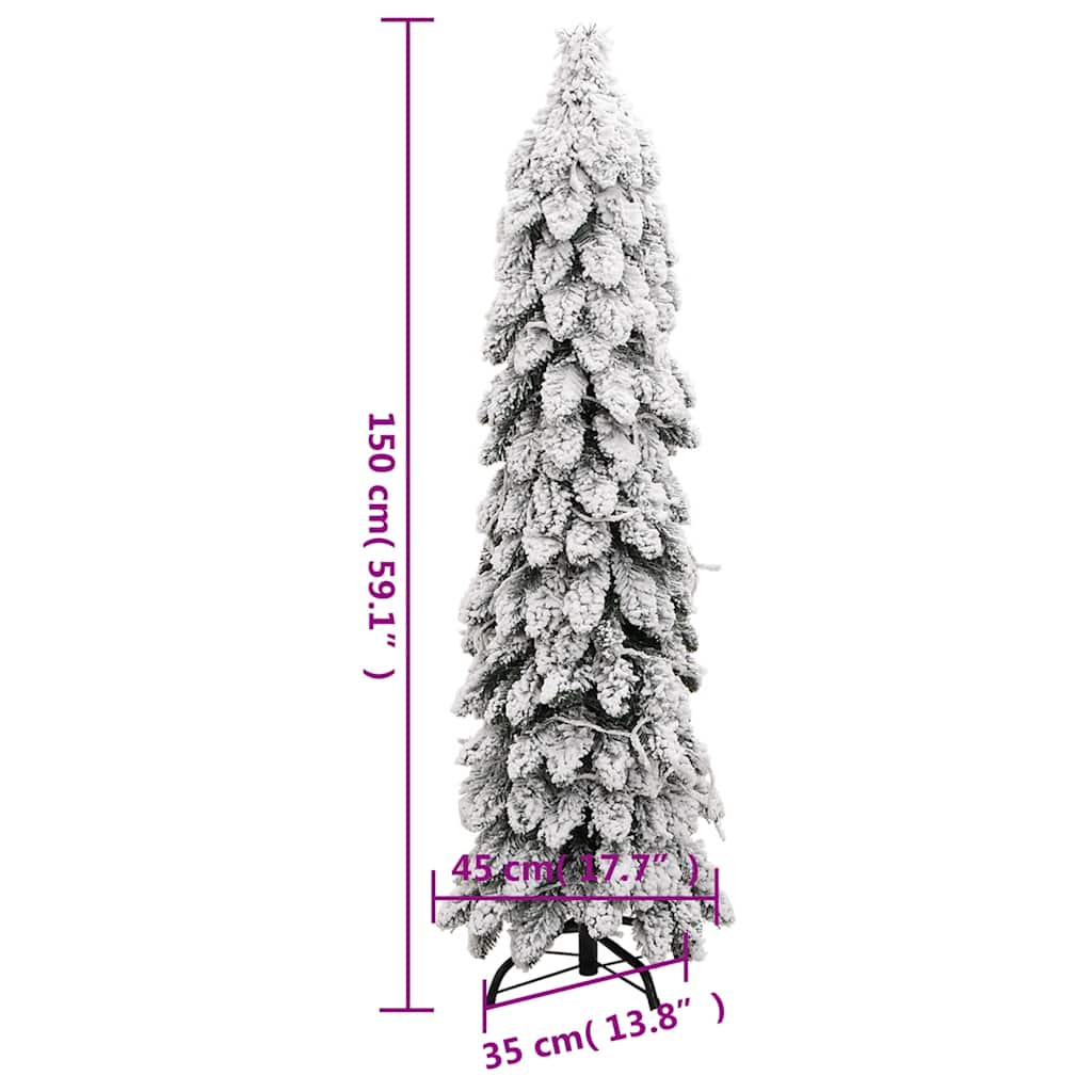kunstigt juletræ med 80 LED'er og sne 150 cm