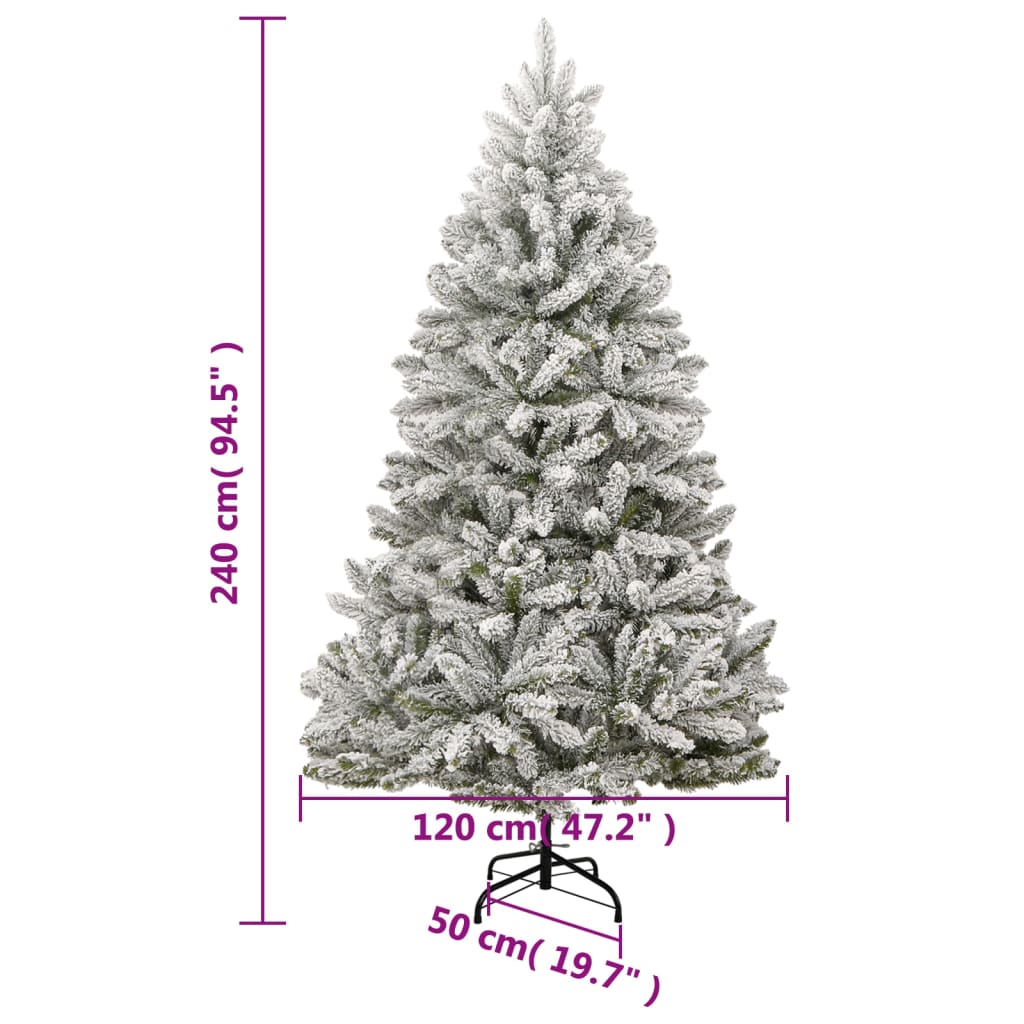 kunstigt juletræ med sne 240 cm hængslet
