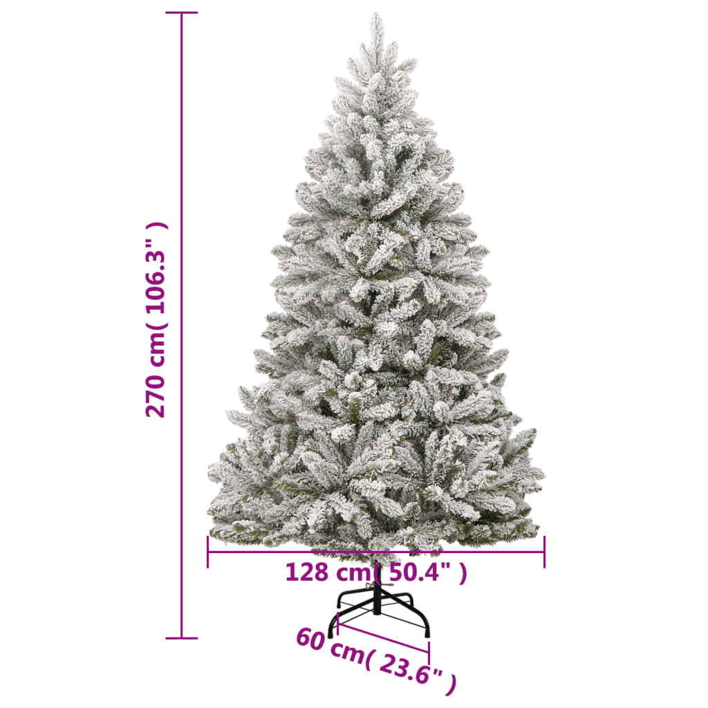 kunstigt juletræ med sne 270 cm hængslet