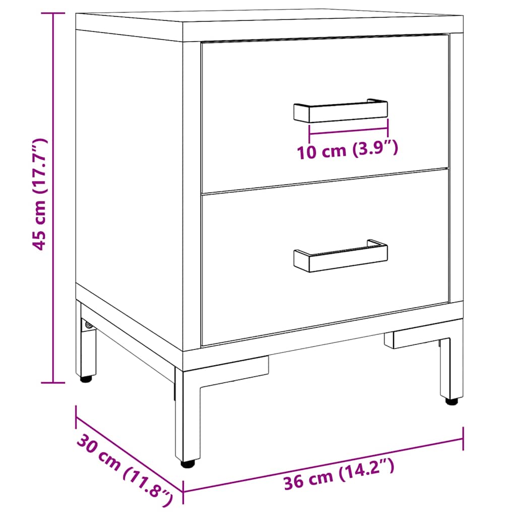 sengeborde 2 stk. 36x30x45 cm massivt fyrretræ sort