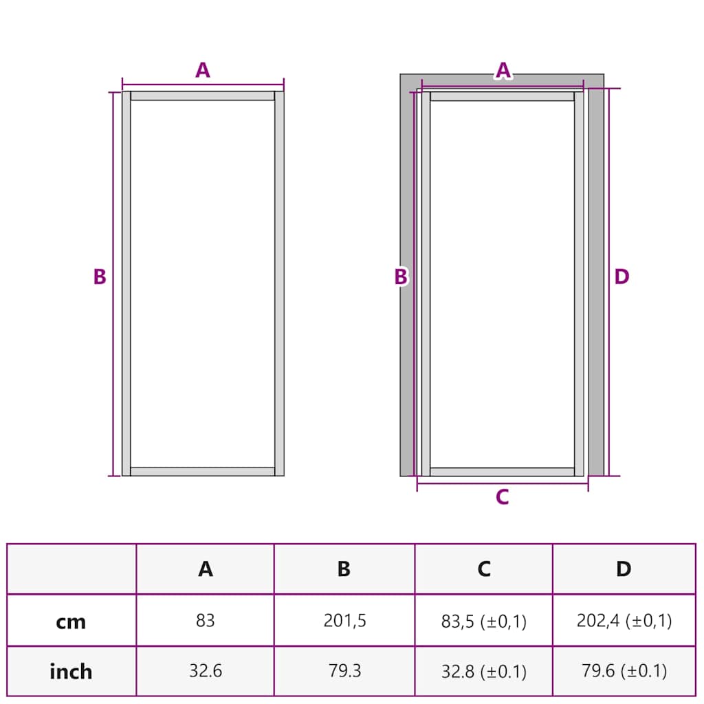 dør 83x201,5 cm mat glas og aluminium sort