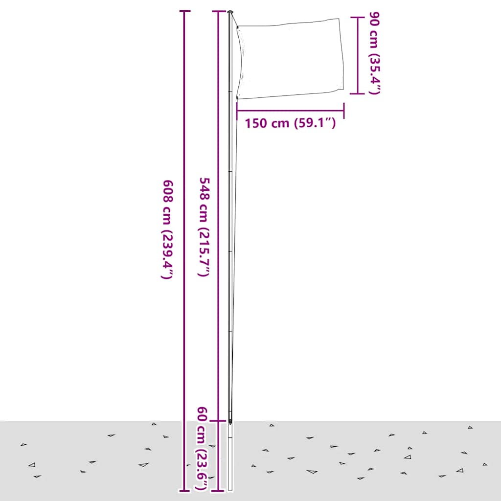 sektionsinddelt flagstang 6,08 m aluminium sølvfarvet
