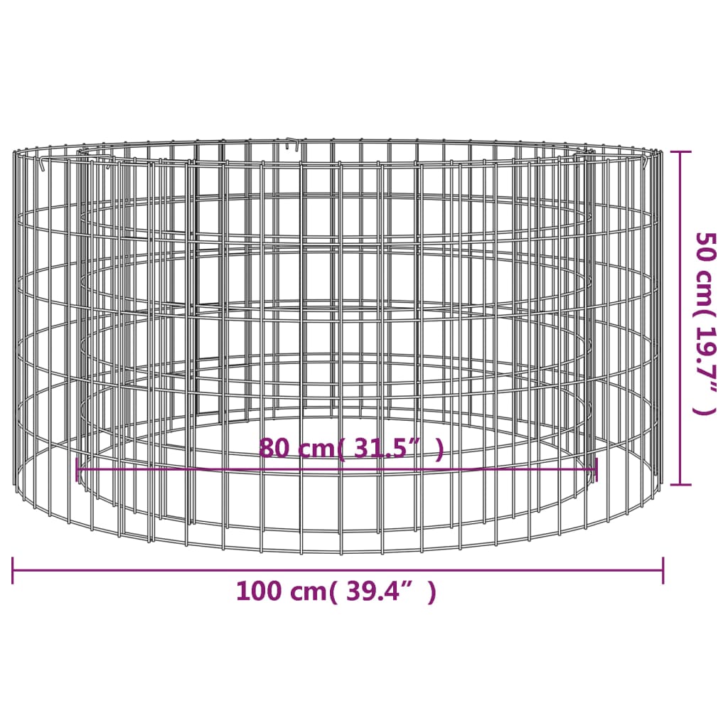 gabion-bålkurv Ø 100 cm galvaniseret jern