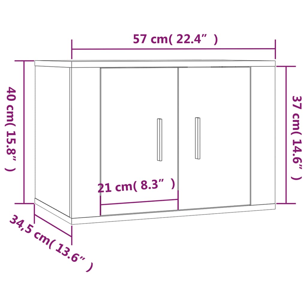 væghængt tv-skab 57x34,5x40 cm grå sonoma-eg